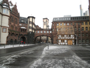 Centro Frankfurt com neve